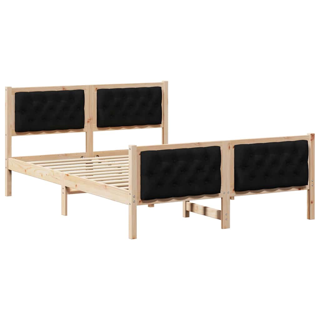 vidaXL Ramka łóżka Czarny 140 x 190 cm Lite drewno sosnowe