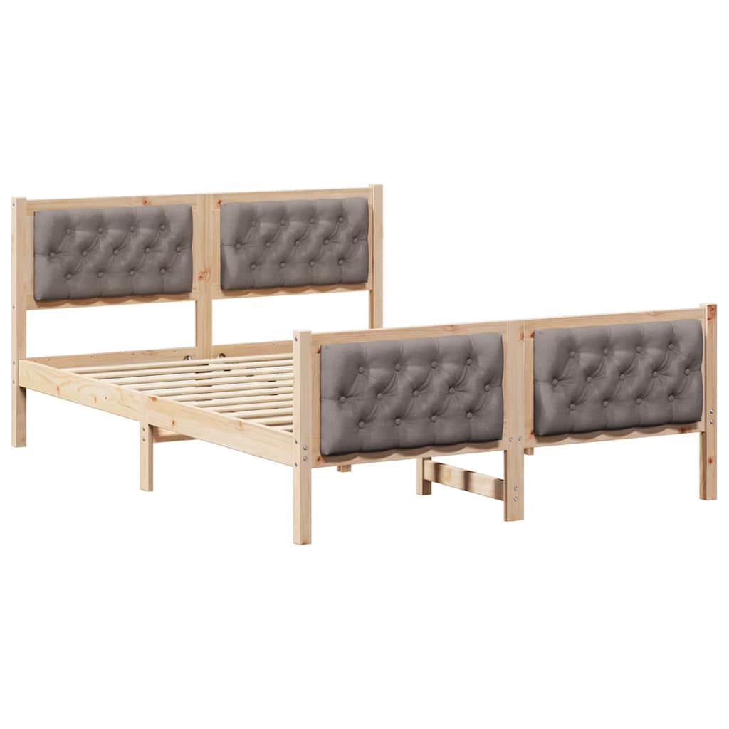 vidaXL Ramka łóżka Ciemnoszary 140 x 190 cm Lite drewno sosnowe