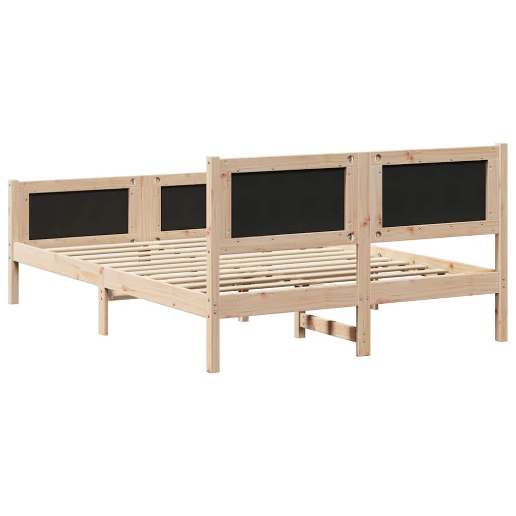 vidaXL Ramka łóżka Ciemnoszary 140 x 190 cm Lite drewno sosnowe