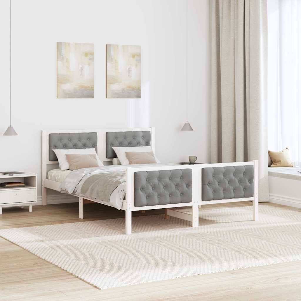 vidaXL Ramka łóżka Jasnoszary 140 x 190 cm Lite drewno sosnowe