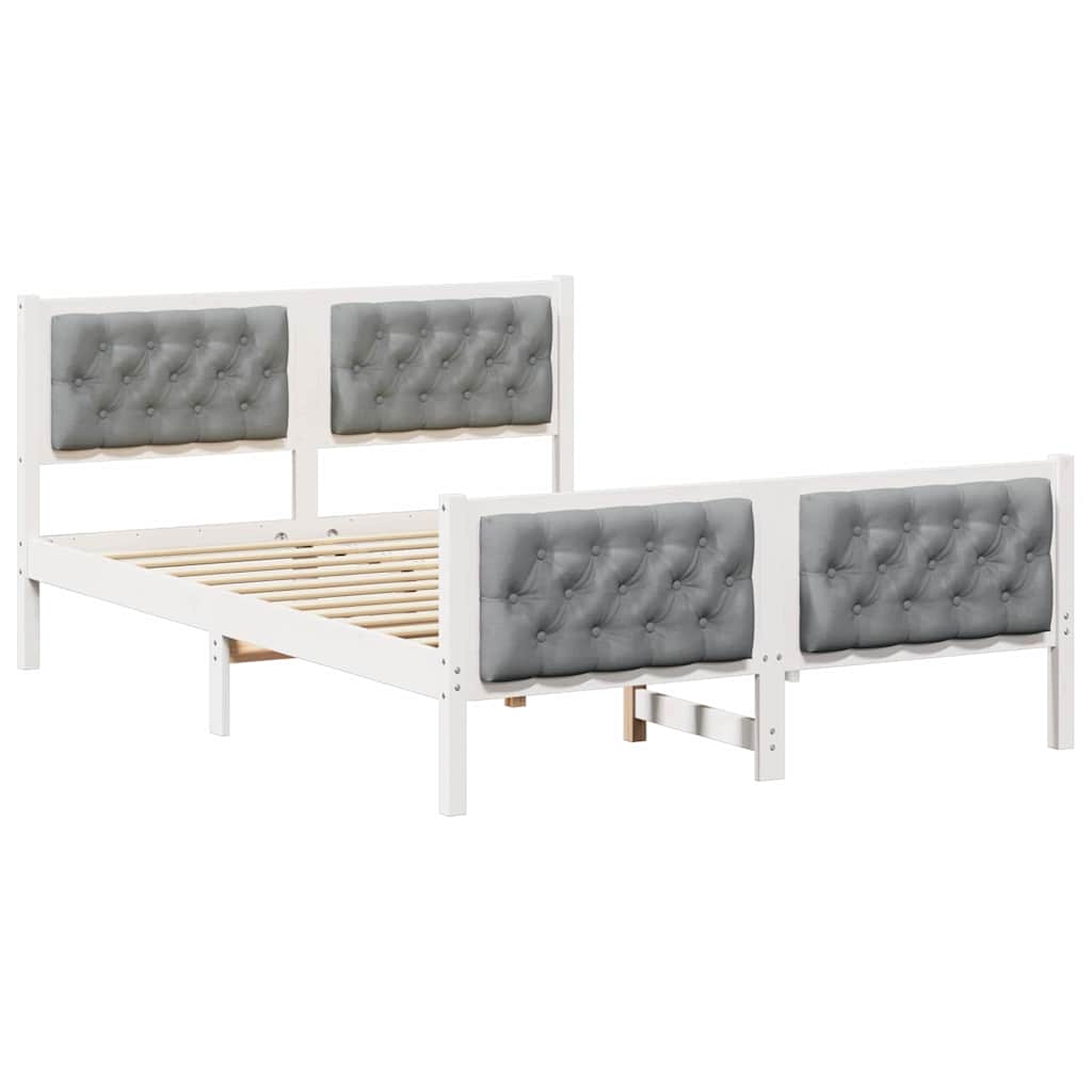 vidaXL Ramka łóżka Jasnoszary 140 x 190 cm Lite drewno sosnowe
