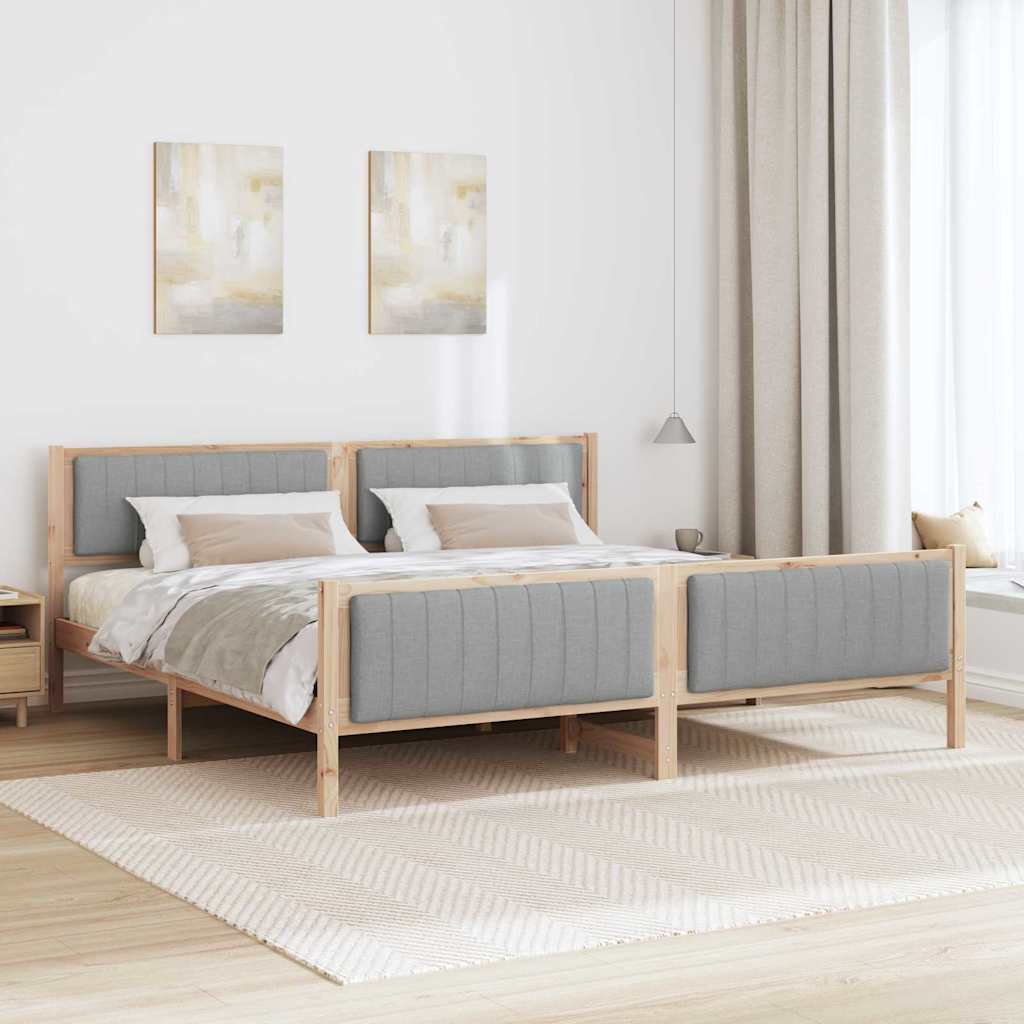 vidaXL Rama łóżka Z zagłówkiem Brązowy i jasnoszary 200 x 200 cm