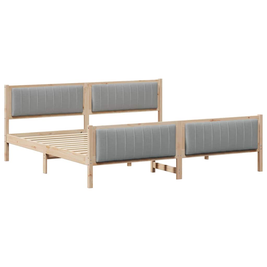 vidaXL Rama łóżka Z zagłówkiem Brązowy i jasnoszary 200 x 200 cm