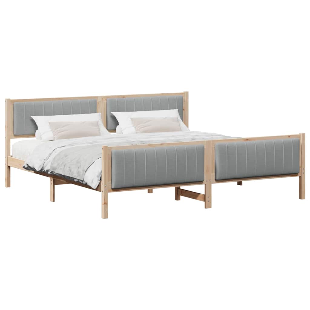 vidaXL Rama łóżka Z zagłówkiem Brązowy i jasnoszary 200 x 200 cm