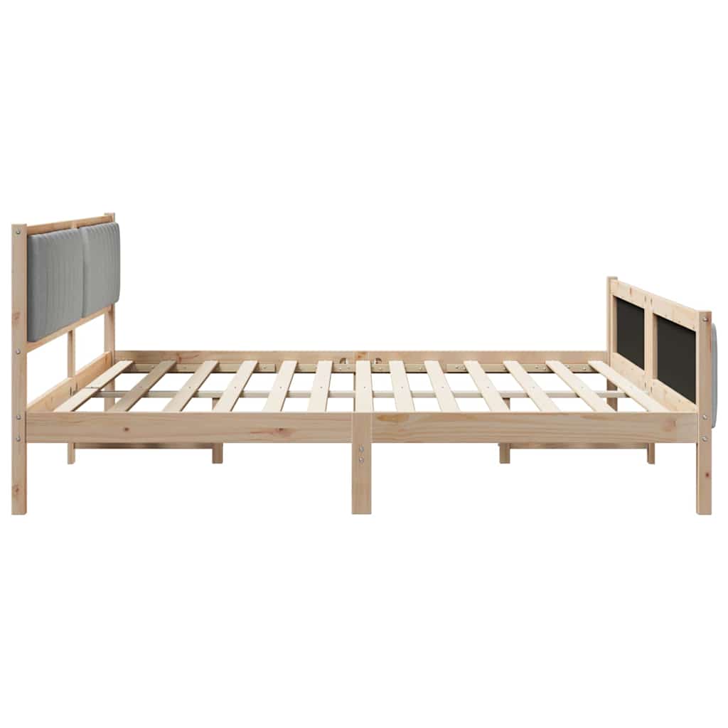 vidaXL Rama łóżka Z zagłówkiem Brązowy i jasnoszary 200 x 200 cm