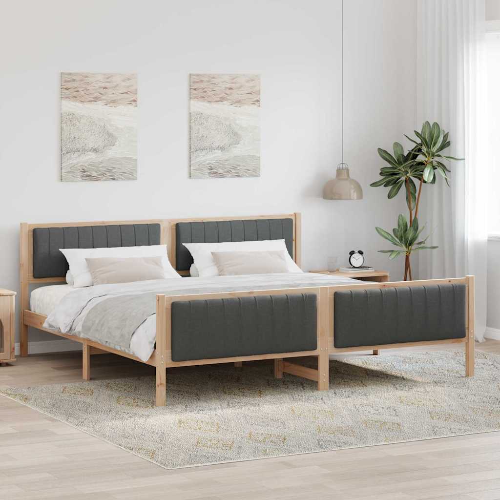 vidaXL Rama łóżka Z zagłówkiem brązowy i ciemnoszary 200 x 200 cm