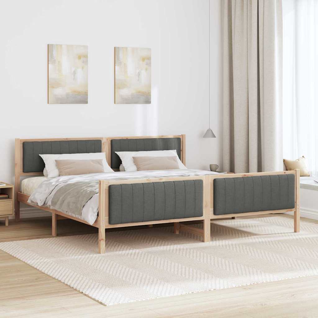 vidaXL Rama łóżka Z zagłówkiem brązowy i ciemnoszary 200 x 200 cm