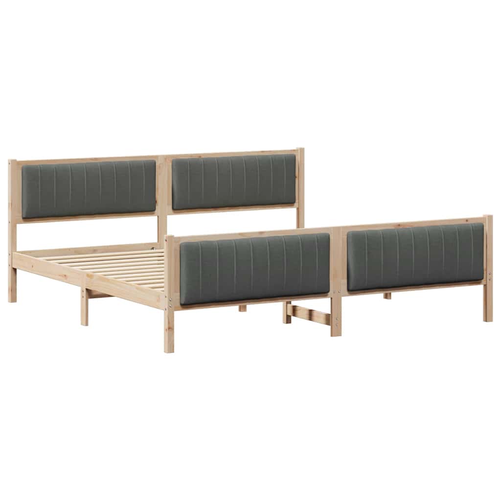 vidaXL Rama łóżka Z zagłówkiem brązowy i ciemnoszary 200 x 200 cm