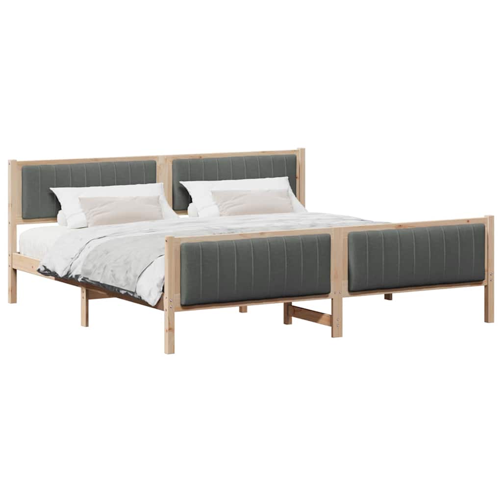 vidaXL Rama łóżka Z zagłówkiem brązowy i ciemnoszary 200 x 200 cm