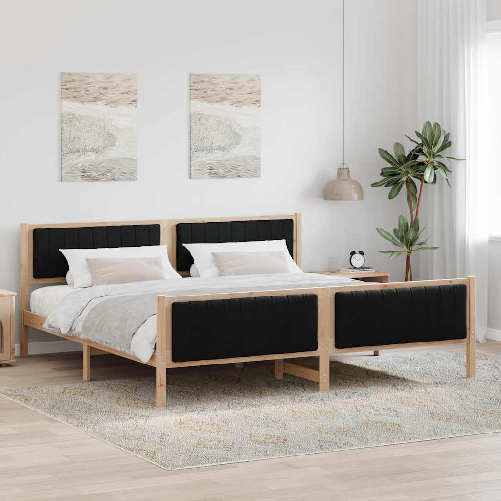 vidaXL Rama łóżka brązowo-czarny 200 x 200 cm Lite drewno sosnowe