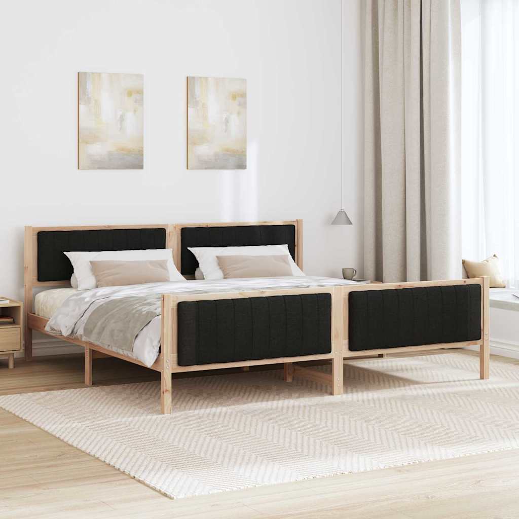 vidaXL Rama łóżka brązowo-czarny 200 x 200 cm Lite drewno sosnowe