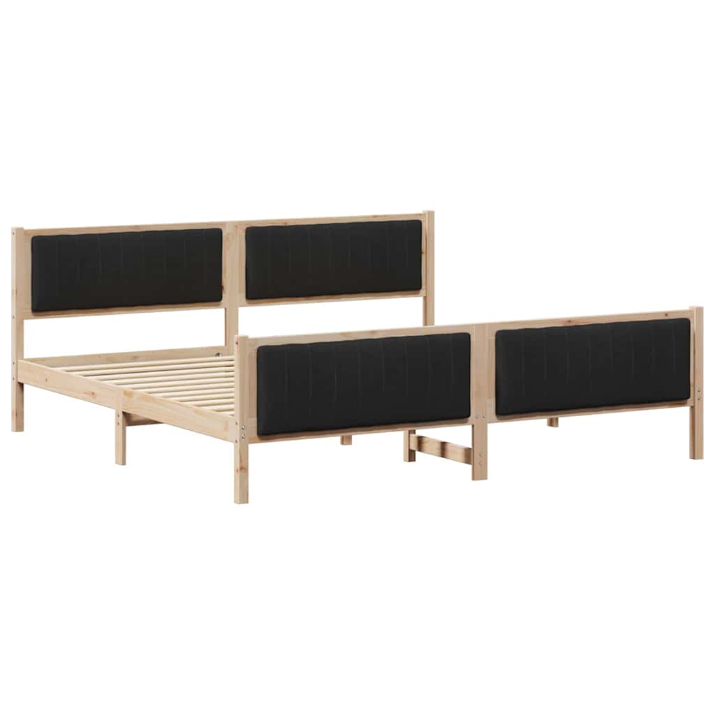 vidaXL Rama łóżka brązowo-czarny 200 x 200 cm Lite drewno sosnowe