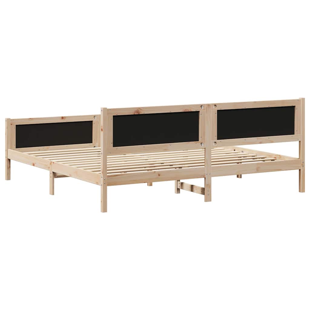 vidaXL Rama łóżka brązowo-czarny 200 x 200 cm Lite drewno sosnowe