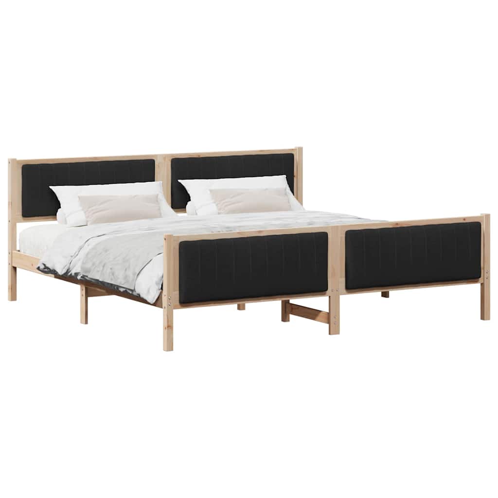 vidaXL Rama łóżka brązowo-czarny 200 x 200 cm Lite drewno sosnowe