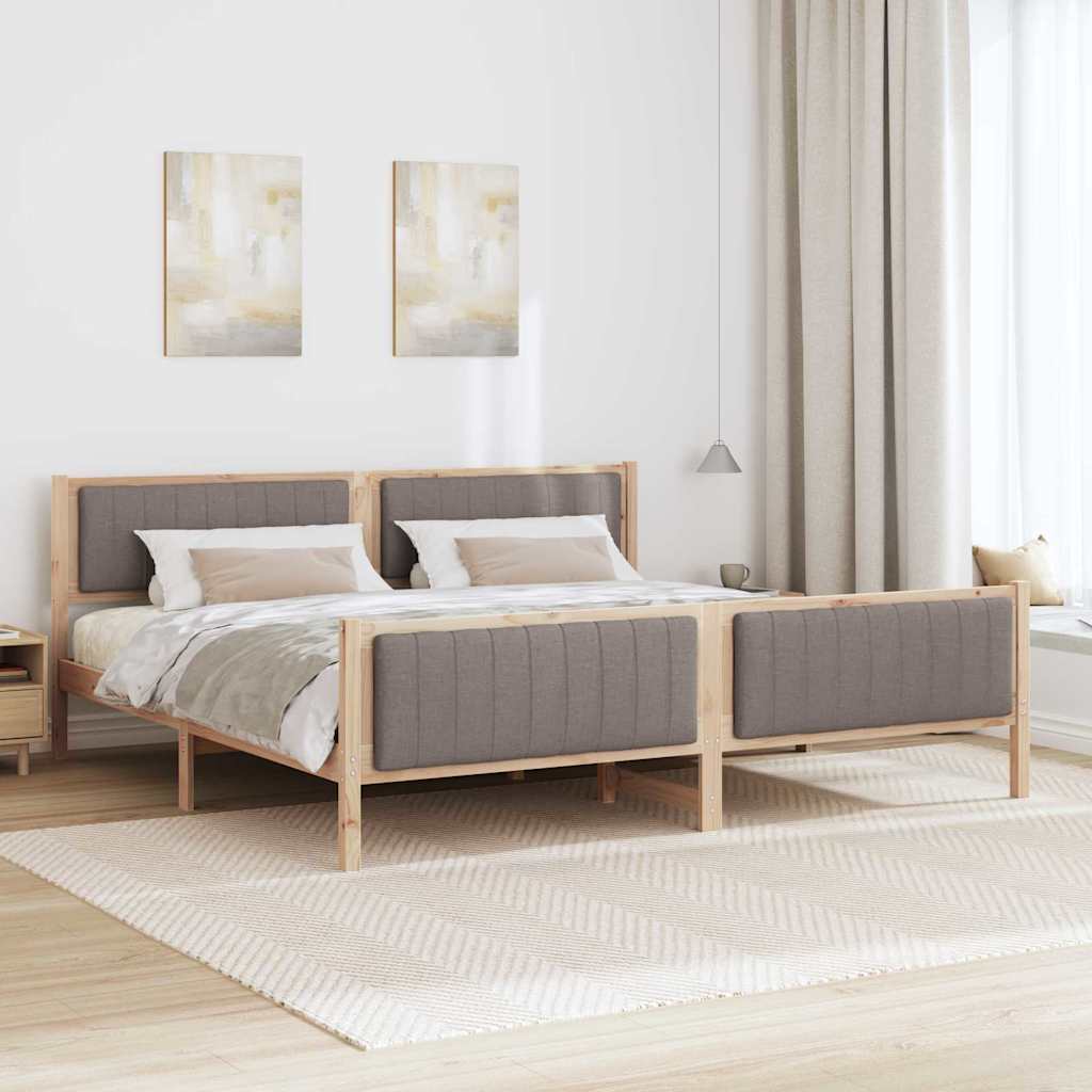 vidaXL Rama łóżka Brązowy i taupe 200 x 200 cm Lite drewno sosnowe