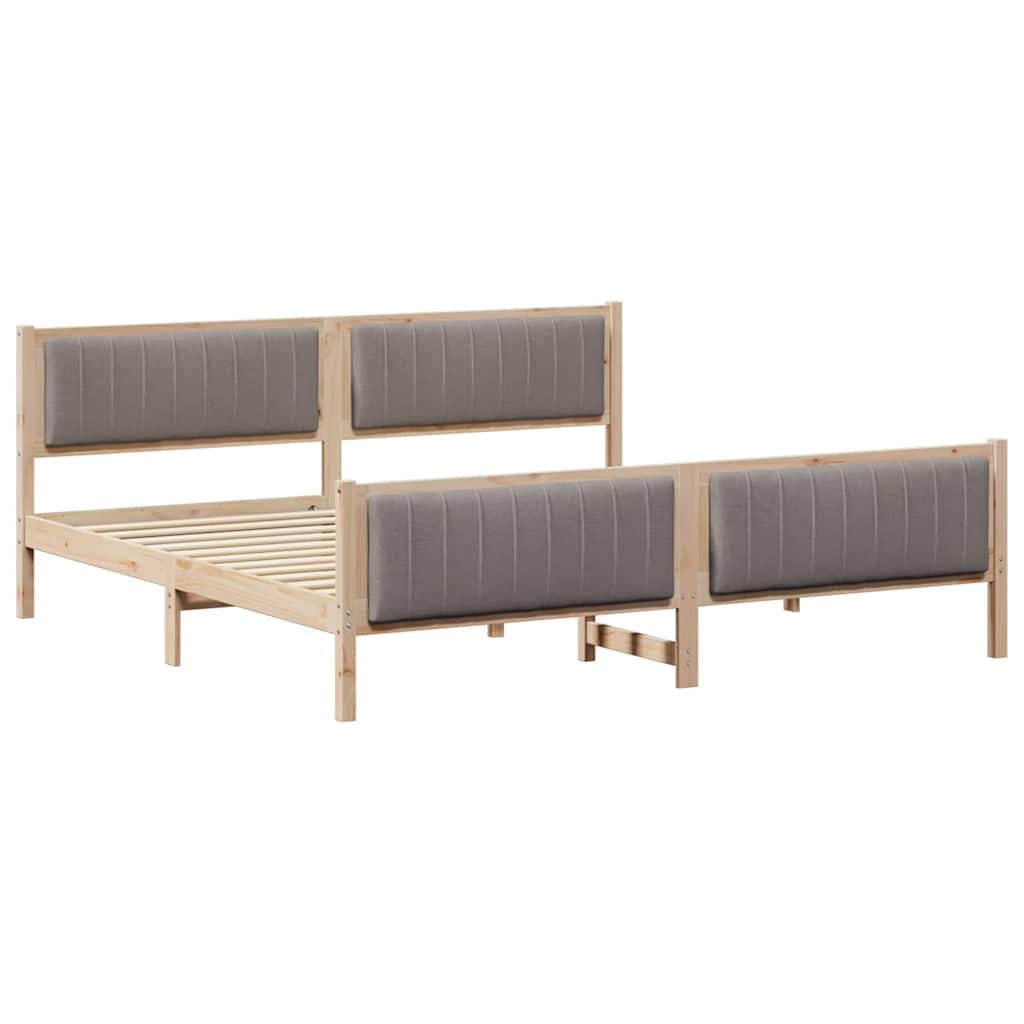 vidaXL Rama łóżka Brązowy i taupe 200 x 200 cm Lite drewno sosnowe