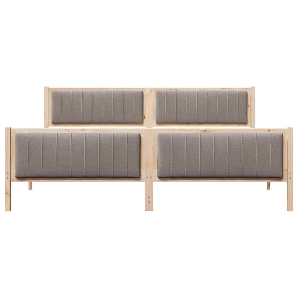 vidaXL Rama łóżka Brązowy i taupe 200 x 200 cm Lite drewno sosnowe