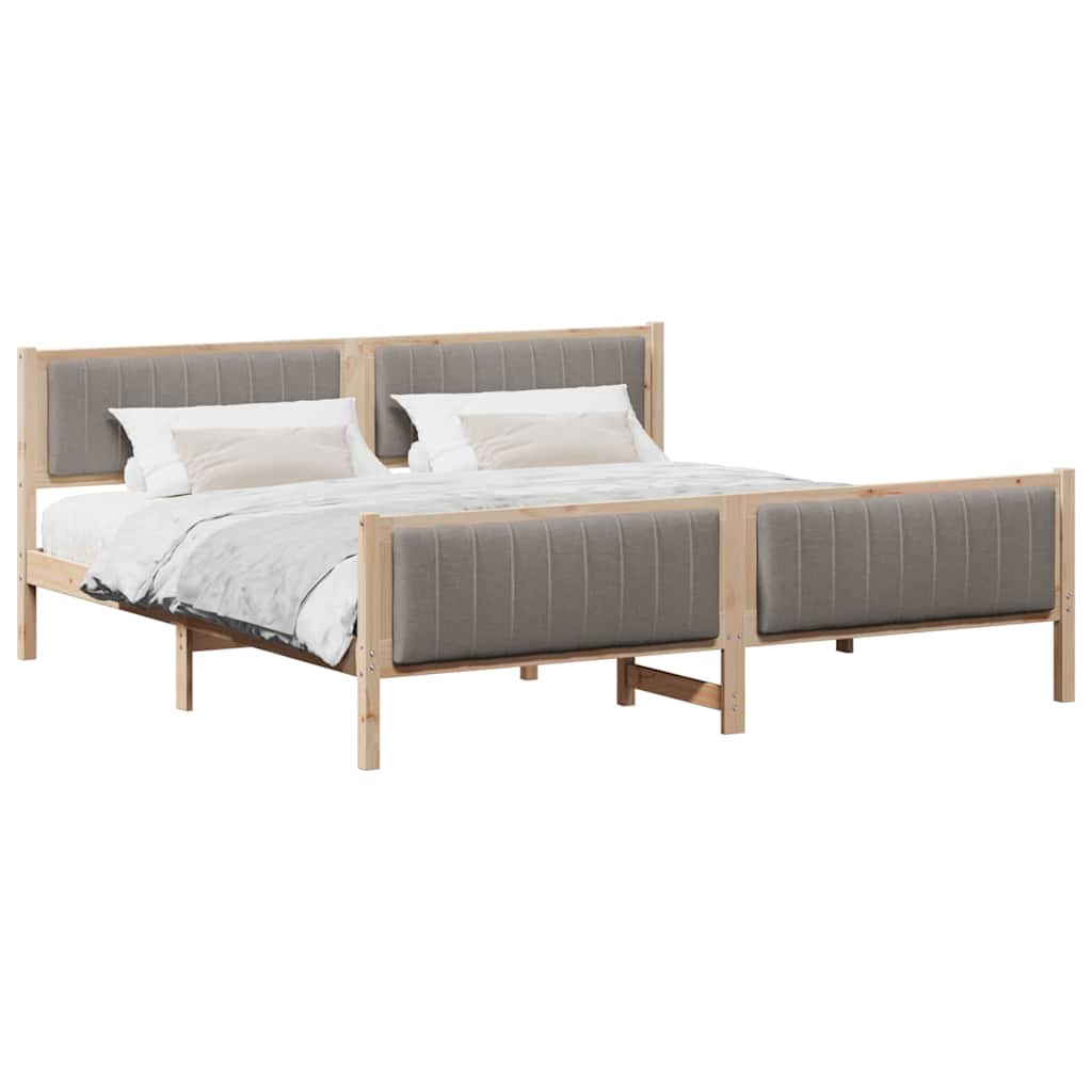 vidaXL Rama łóżka Brązowy i taupe 200 x 200 cm Lite drewno sosnowe
