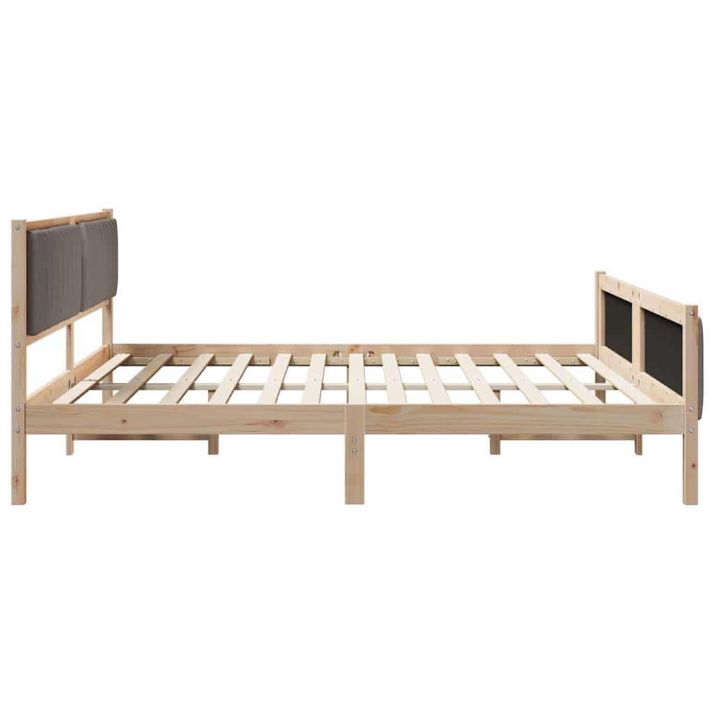 vidaXL Rama łóżka Brązowy i taupe 200 x 200 cm Lite drewno sosnowe