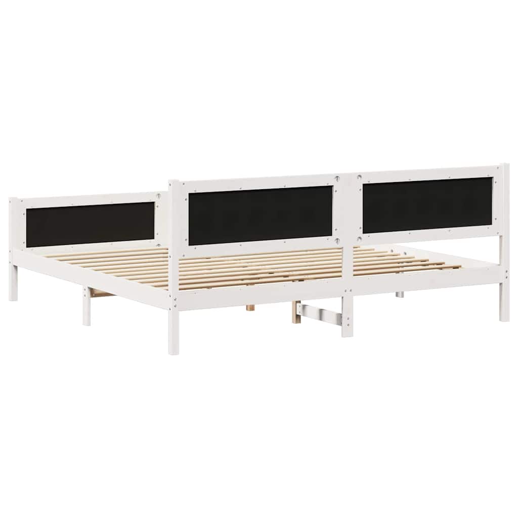 vidaXL Rama łóżka Biały i jasnoszary 200 x 200 cm Lite drewno sosnowe