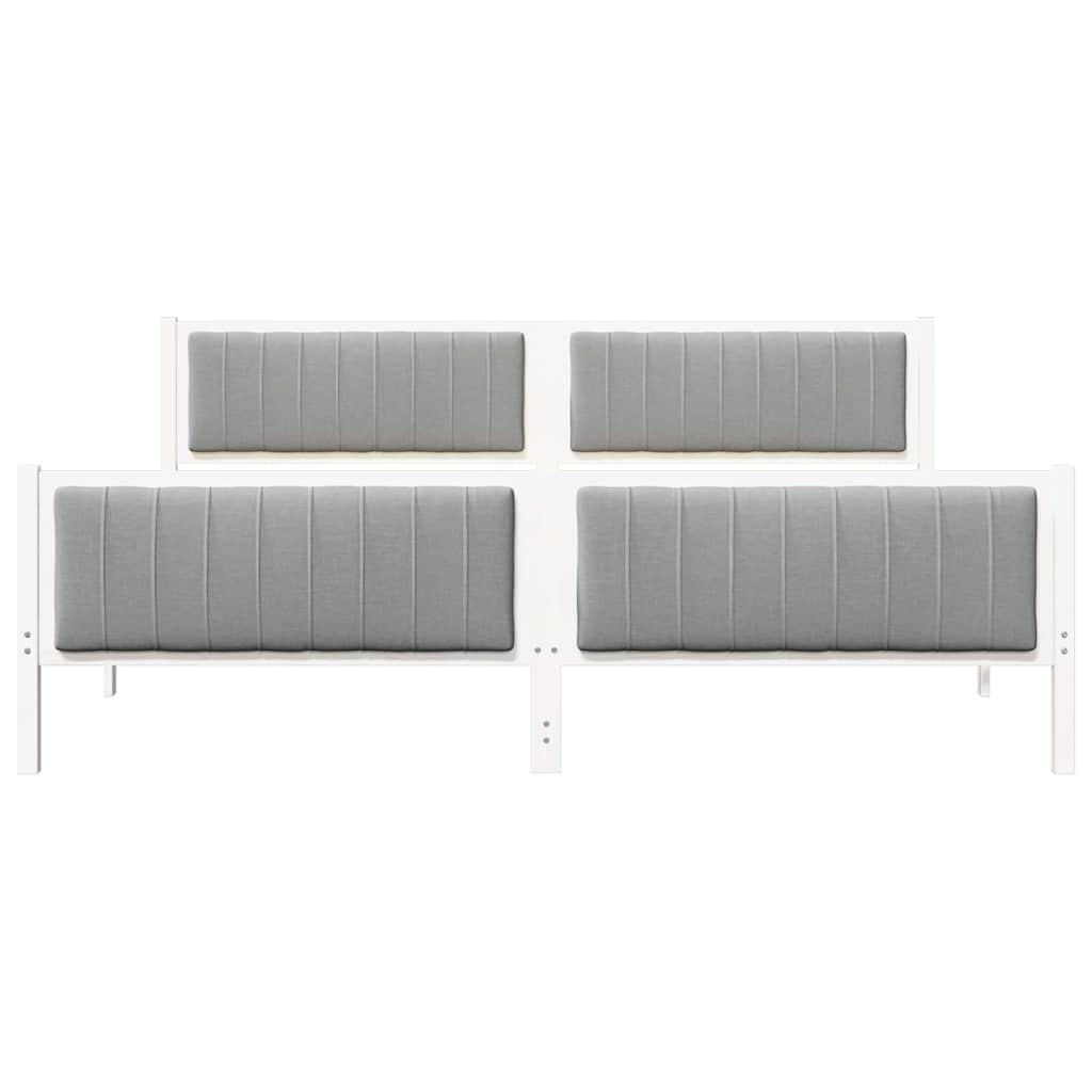vidaXL Rama łóżka Biały i jasnoszary 200 x 200 cm Lite drewno sosnowe