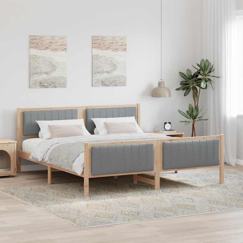 vidaXL Rama łóżka Z zagłówkiem Brązowy i jasnoszary 180 x 200 cm