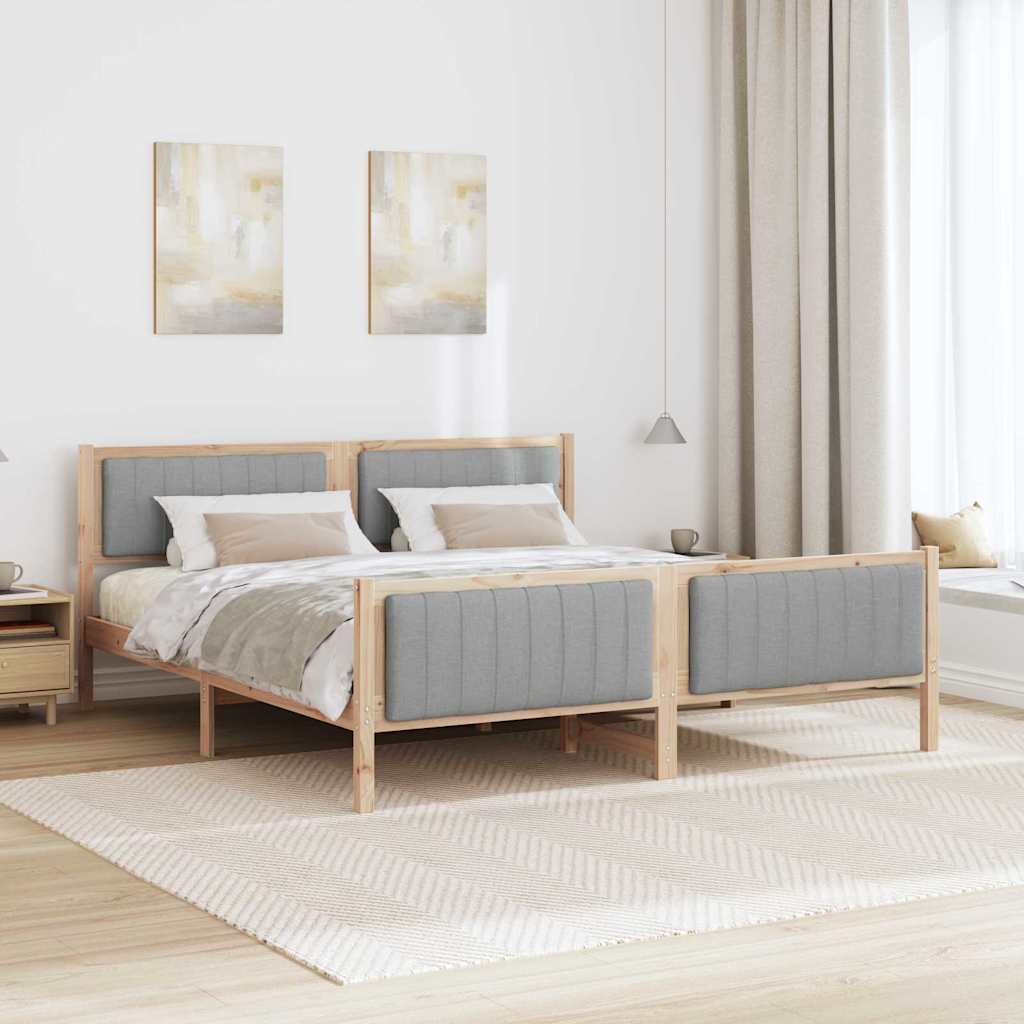 vidaXL Rama łóżka Z zagłówkiem Brązowy i jasnoszary 180 x 200 cm