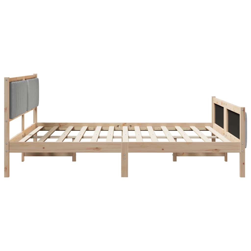vidaXL Rama łóżka Z zagłówkiem Brązowy i jasnoszary 180 x 200 cm