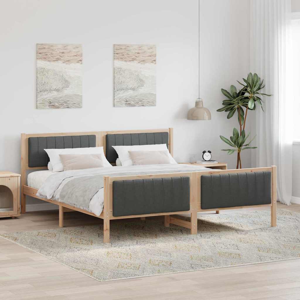 vidaXL Rama łóżka Z zagłówkiem brązowy i ciemnoszary 180 x 200 cm