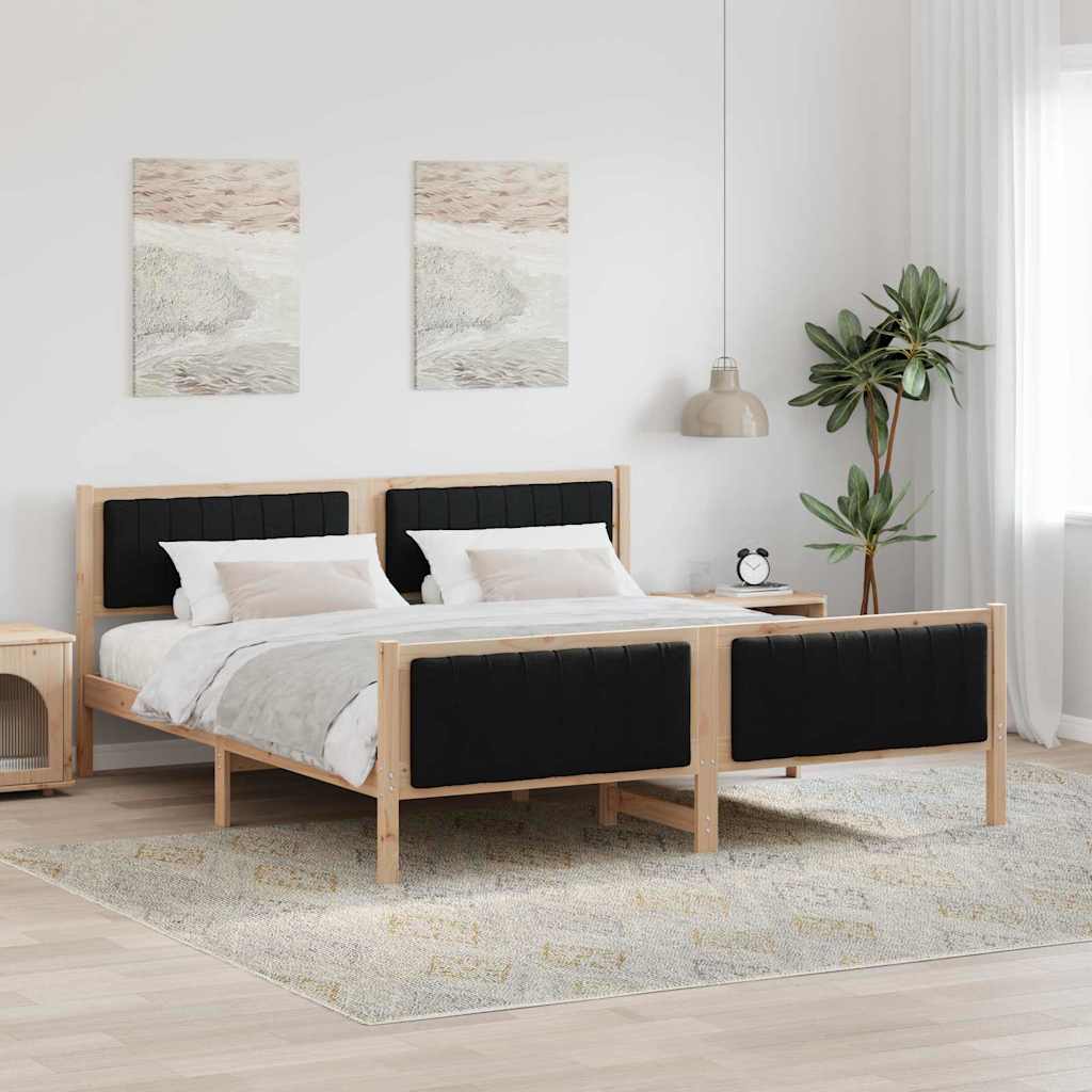 vidaXL Rama łóżka brązowo-czarny 180 x 200 cm Lite drewno sosnowe