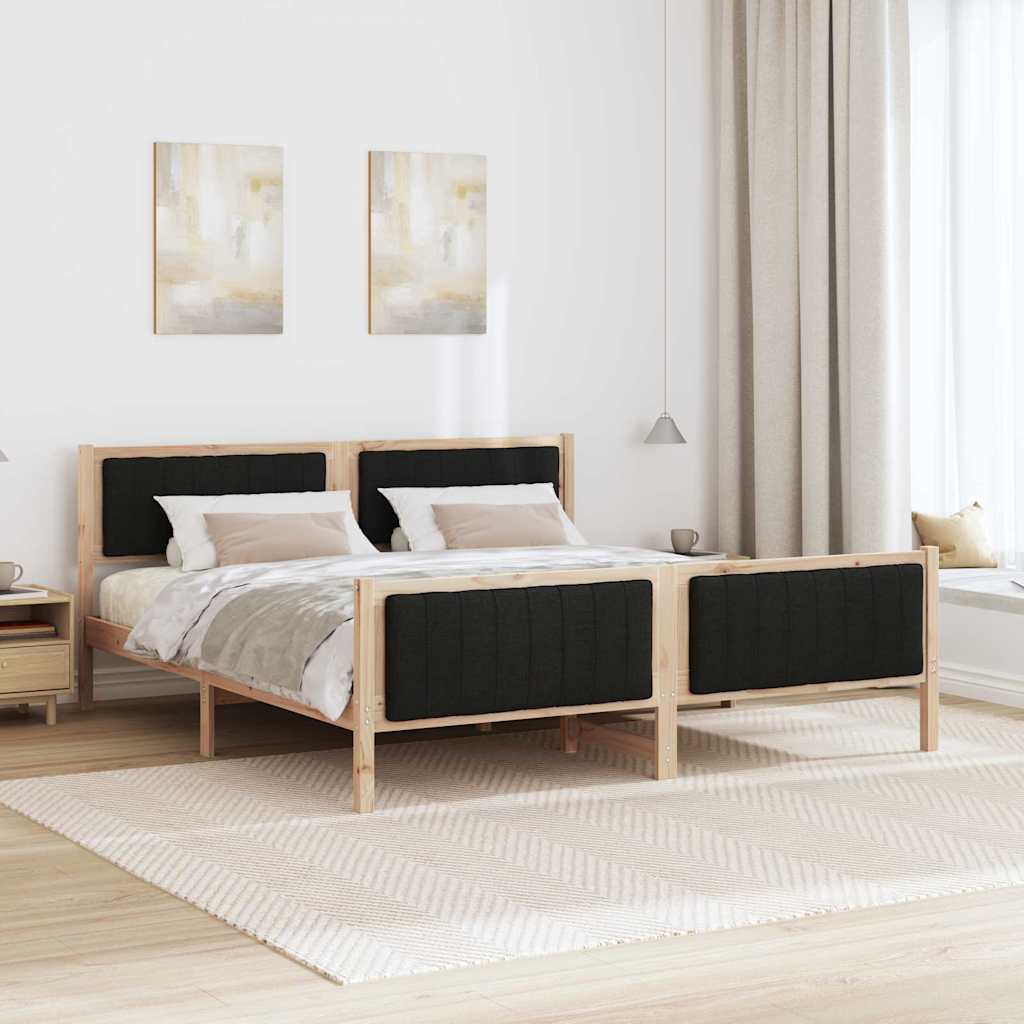 vidaXL Rama łóżka brązowo-czarny 180 x 200 cm Lite drewno sosnowe