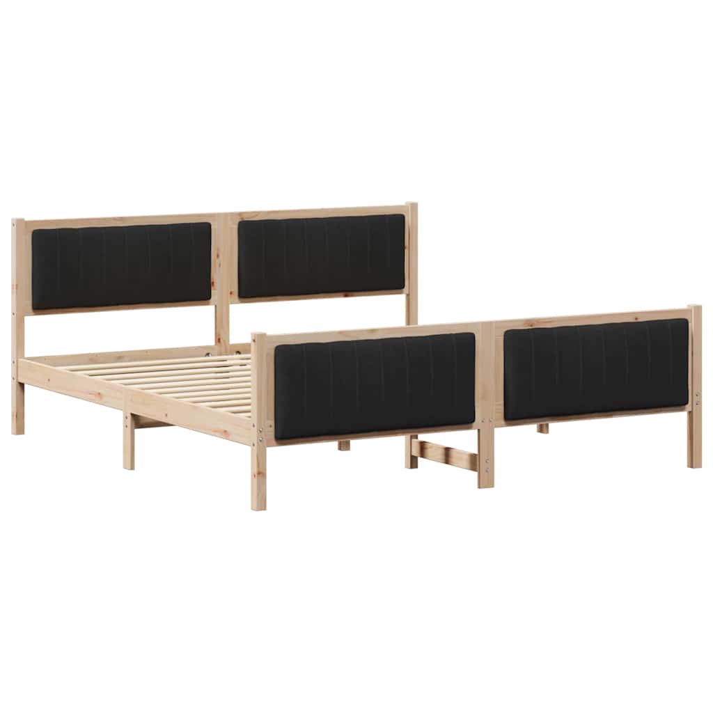 vidaXL Rama łóżka brązowo-czarny 180 x 200 cm Lite drewno sosnowe