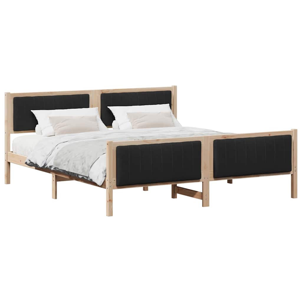 vidaXL Rama łóżka brązowo-czarny 180 x 200 cm Lite drewno sosnowe