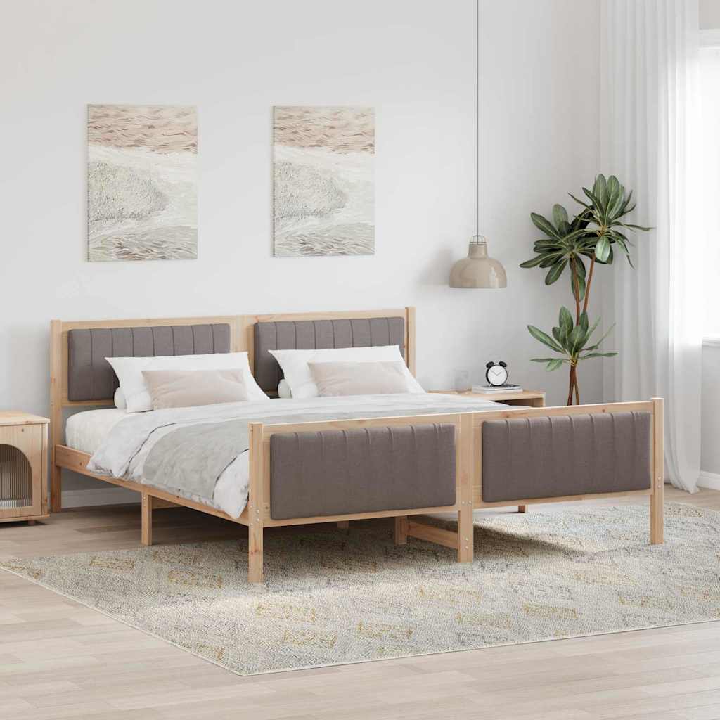 vidaXL Rama łóżka Brązowy i taupe 180 x 200 cm Lite drewno sosnowe