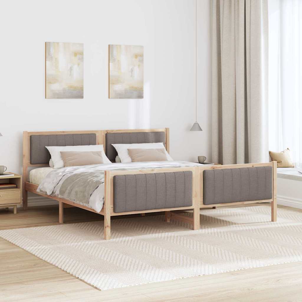 vidaXL Rama łóżka Brązowy i taupe 180 x 200 cm Lite drewno sosnowe