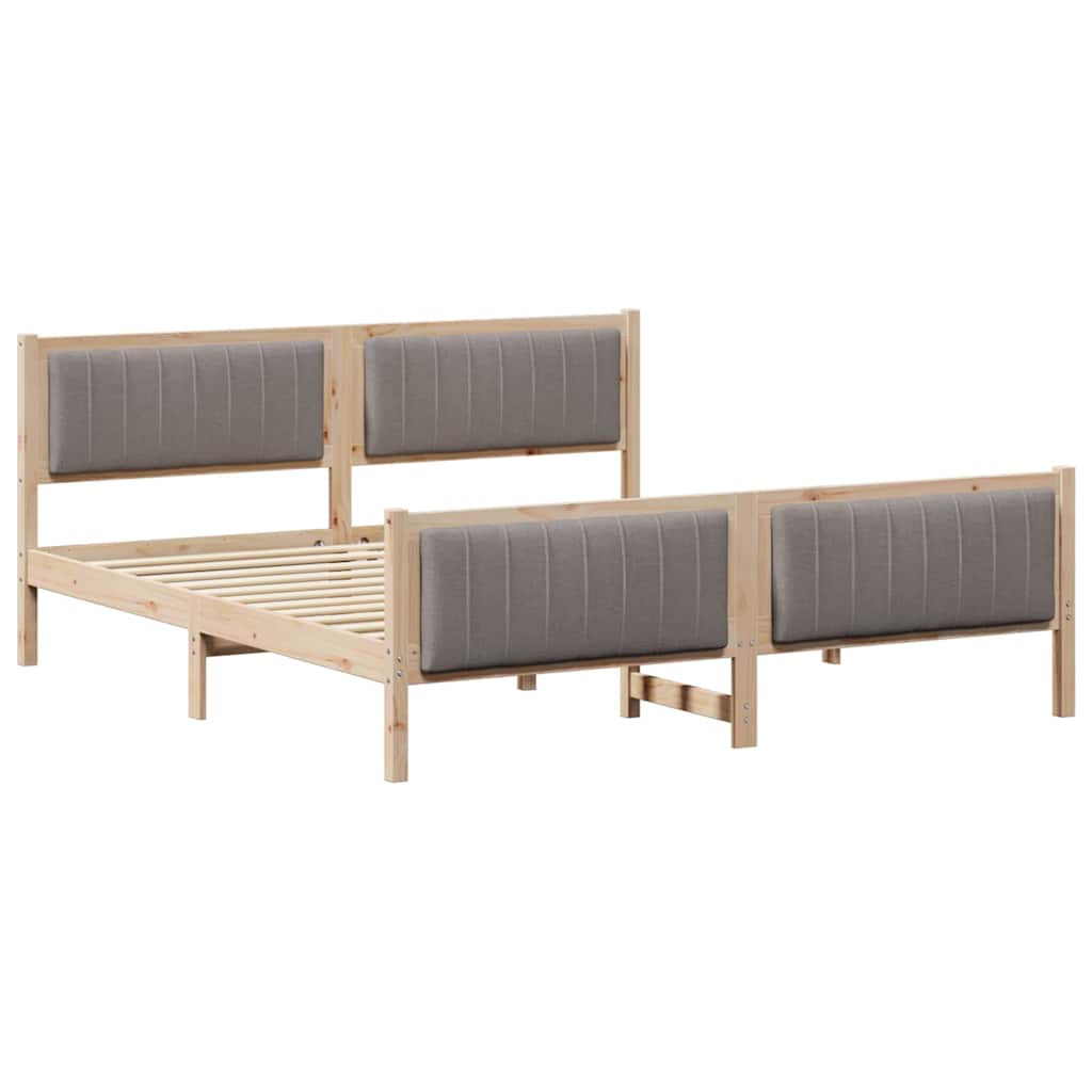 vidaXL Rama łóżka Brązowy i taupe 180 x 200 cm Lite drewno sosnowe