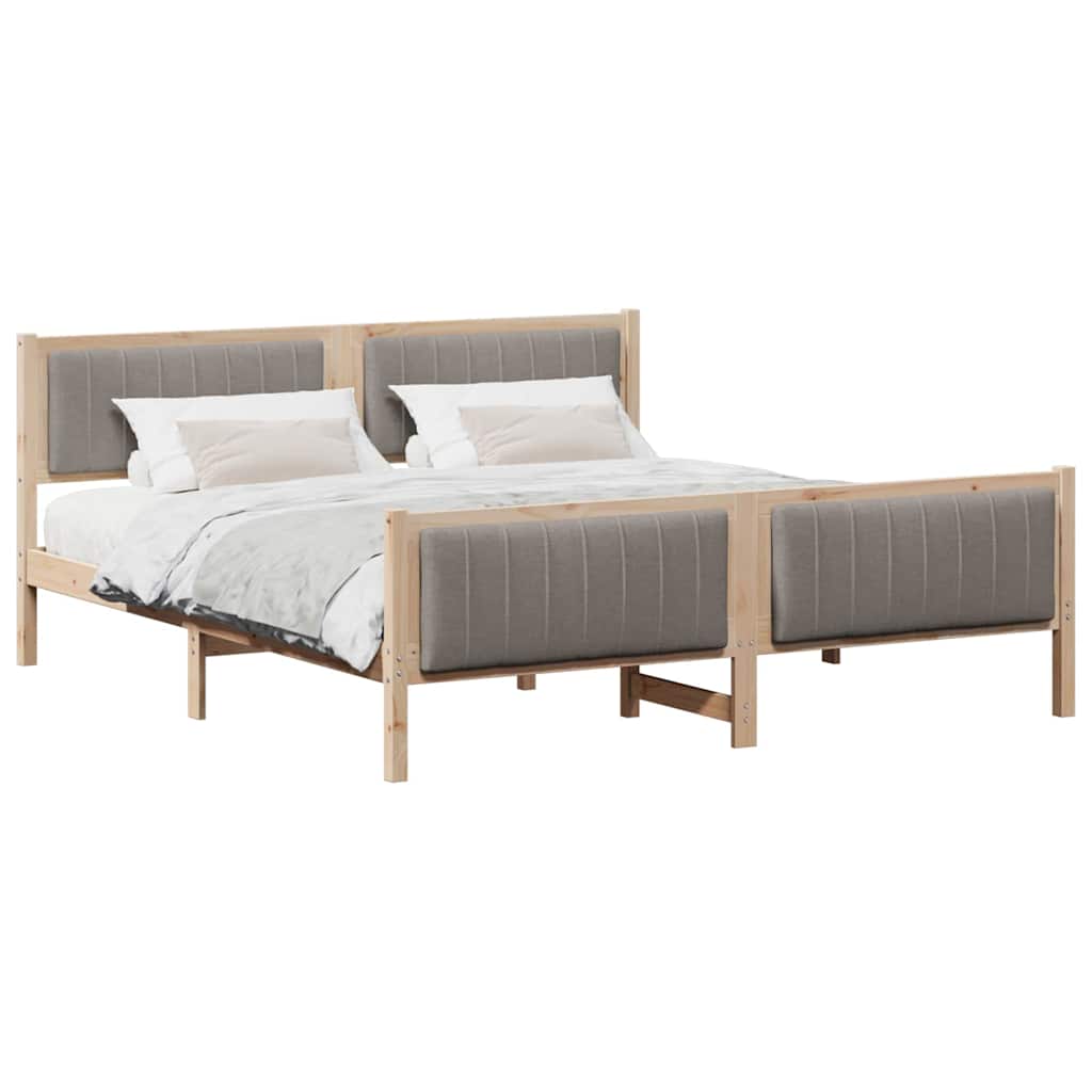 vidaXL Rama łóżka Brązowy i taupe 180 x 200 cm Lite drewno sosnowe