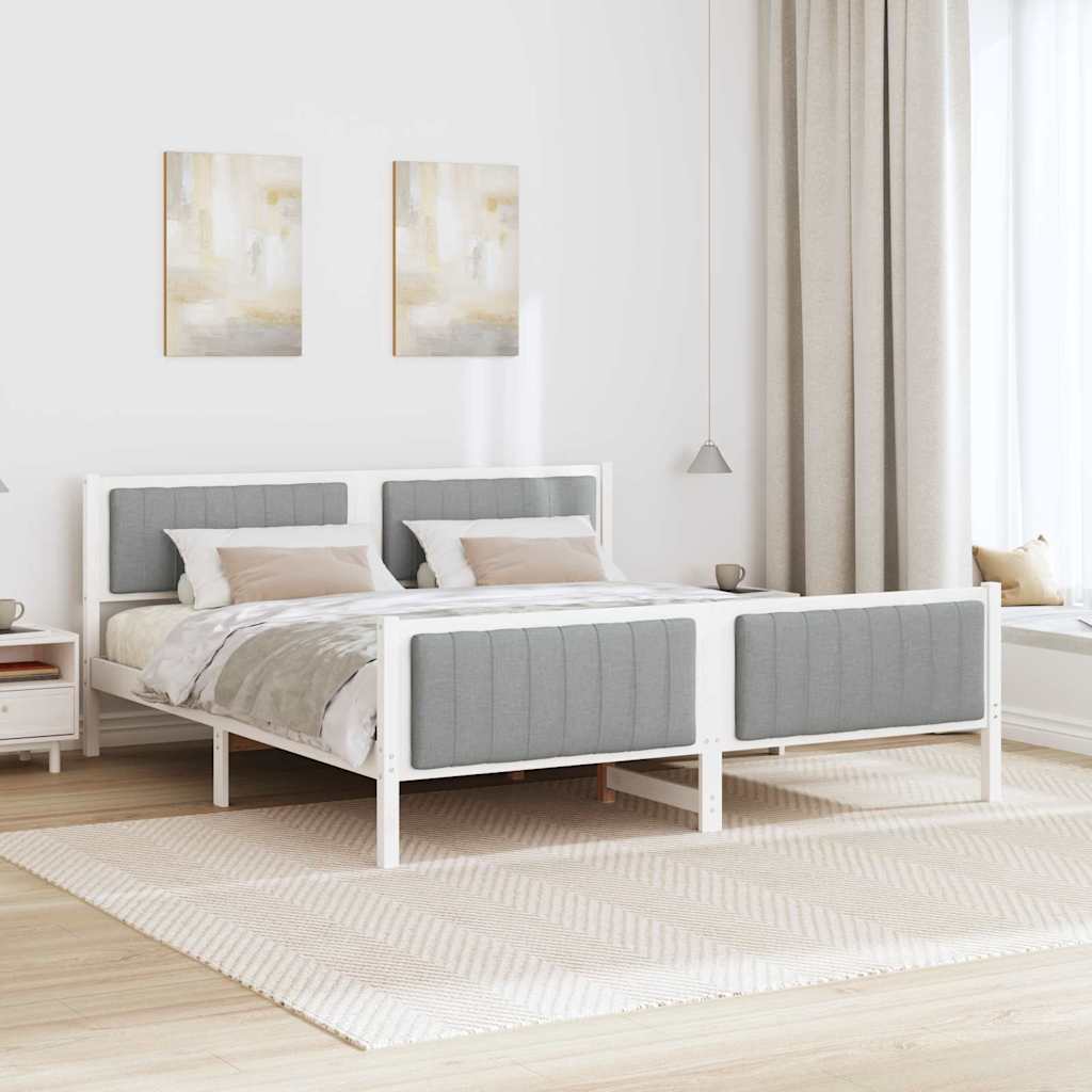 vidaXL Rama łóżka Biały i jasnoszary 180 x 200 cm Lite drewno sosnowe