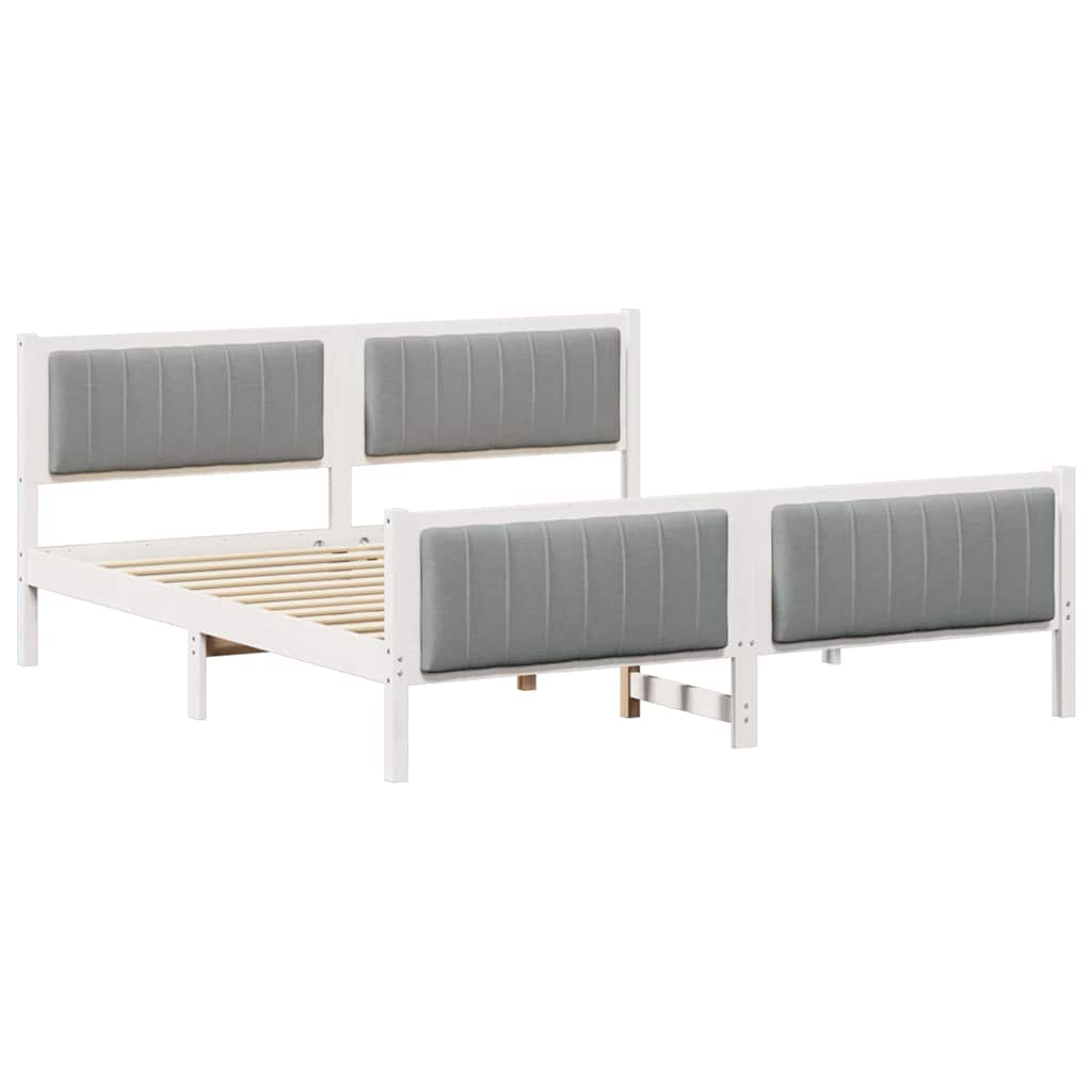 vidaXL Rama łóżka Biały i jasnoszary 180 x 200 cm Lite drewno sosnowe