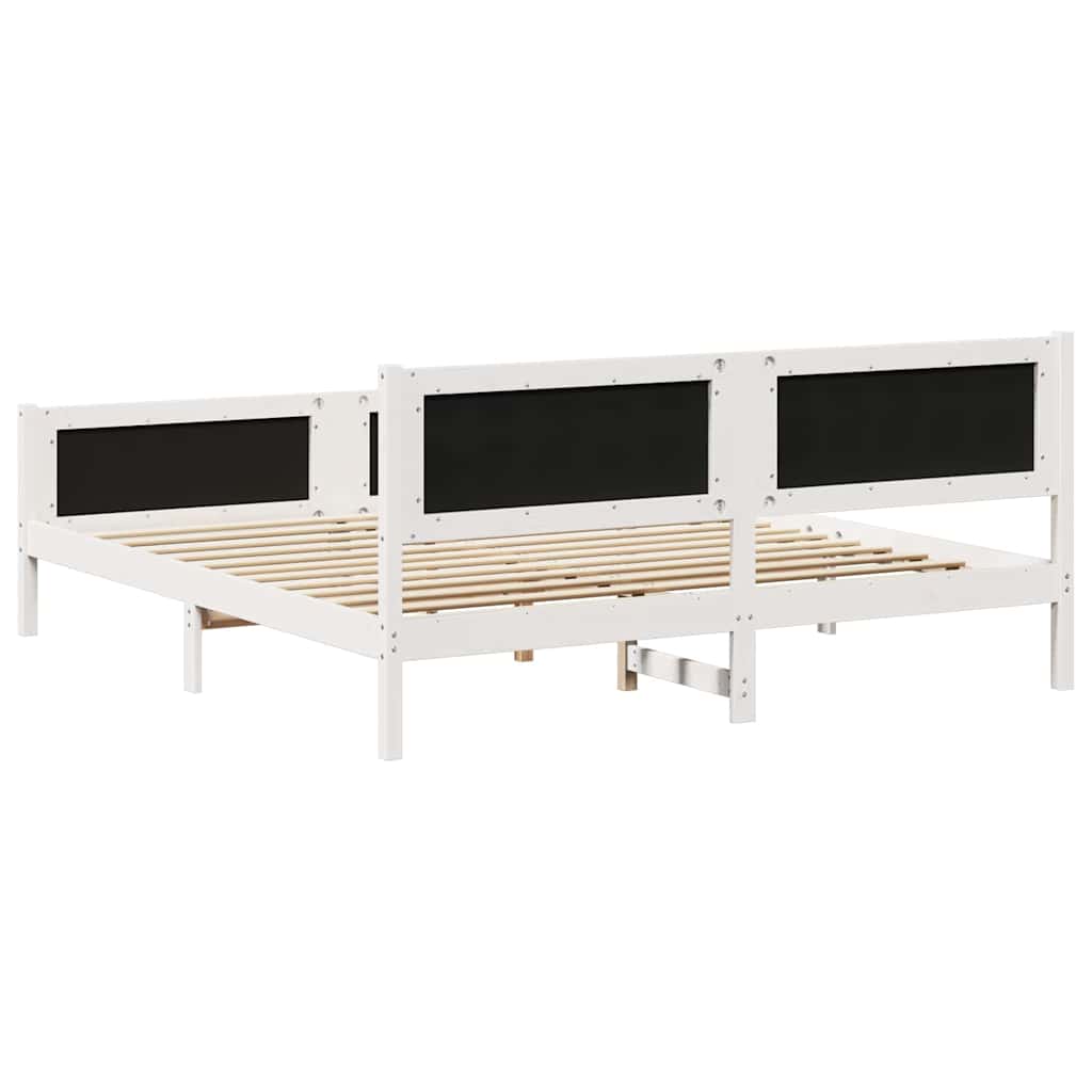 vidaXL Rama łóżka Biały i jasnoszary 180 x 200 cm Lite drewno sosnowe