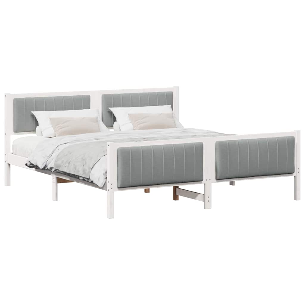 vidaXL Rama łóżka Biały i jasnoszary 180 x 200 cm Lite drewno sosnowe