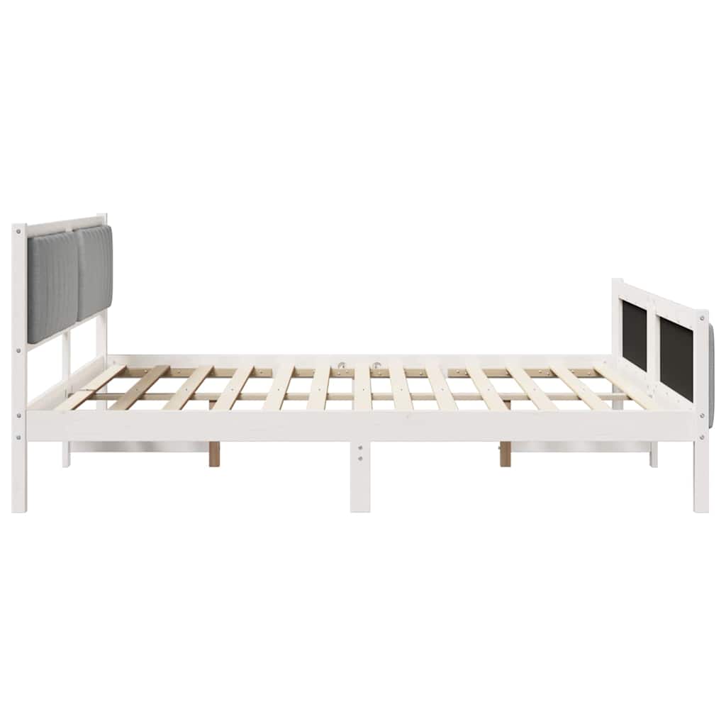 vidaXL Rama łóżka Biały i jasnoszary 180 x 200 cm Lite drewno sosnowe