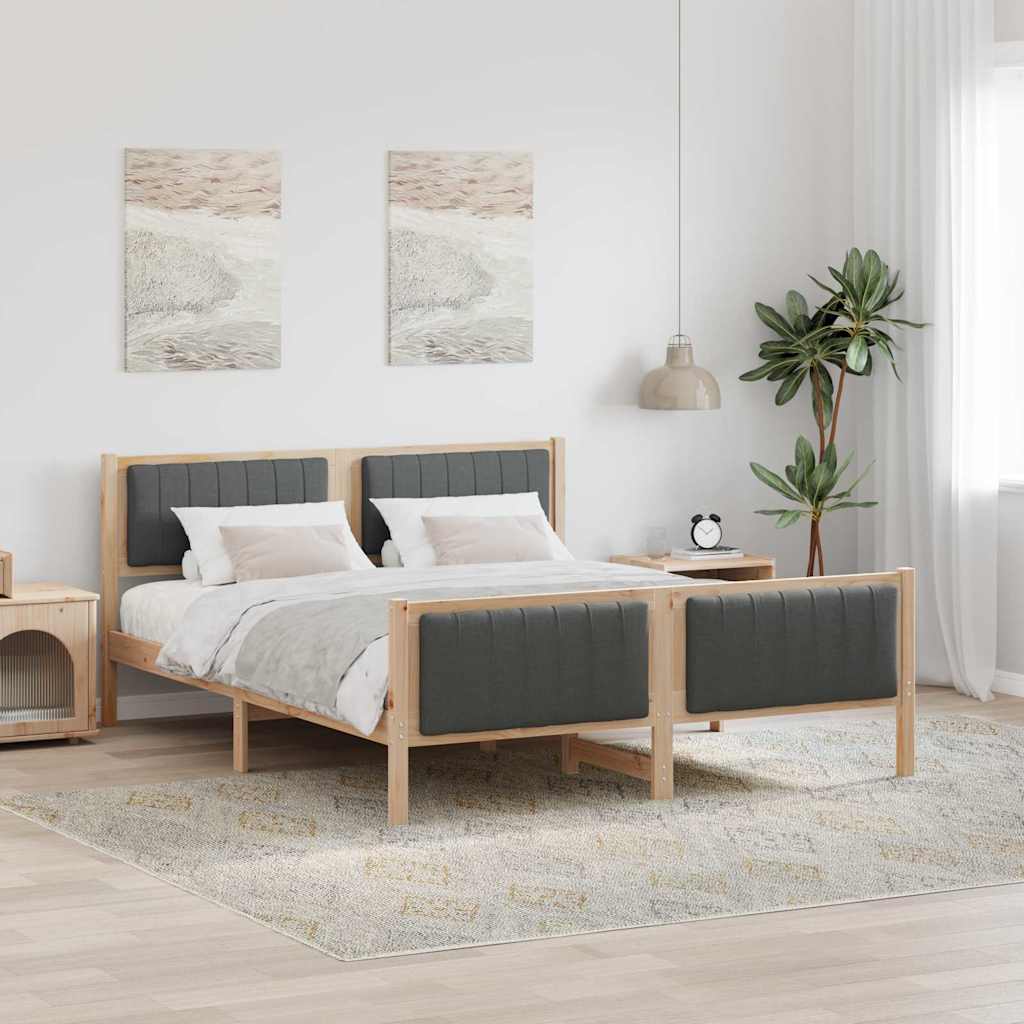vidaXL Rama łóżka Z zagłówkiem brązowy i ciemnoszary 160 x 200 cm