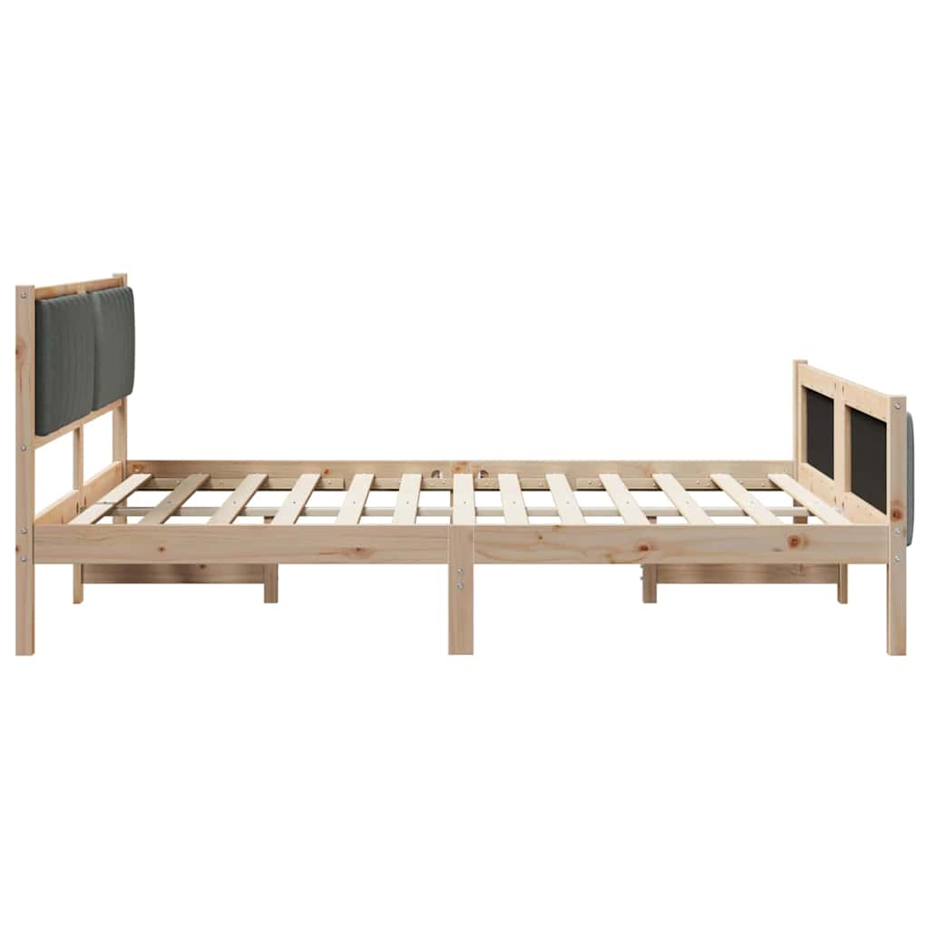 vidaXL Rama łóżka Z zagłówkiem brązowy i ciemnoszary 160 x 200 cm