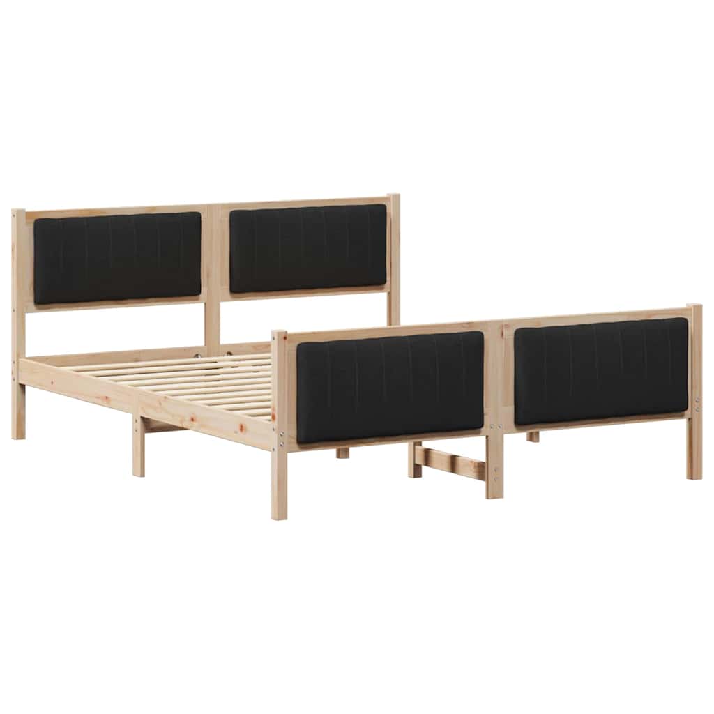 vidaXL Rama łóżka brązowo-czarny 160 x 200 cm Lite drewno sosnowe