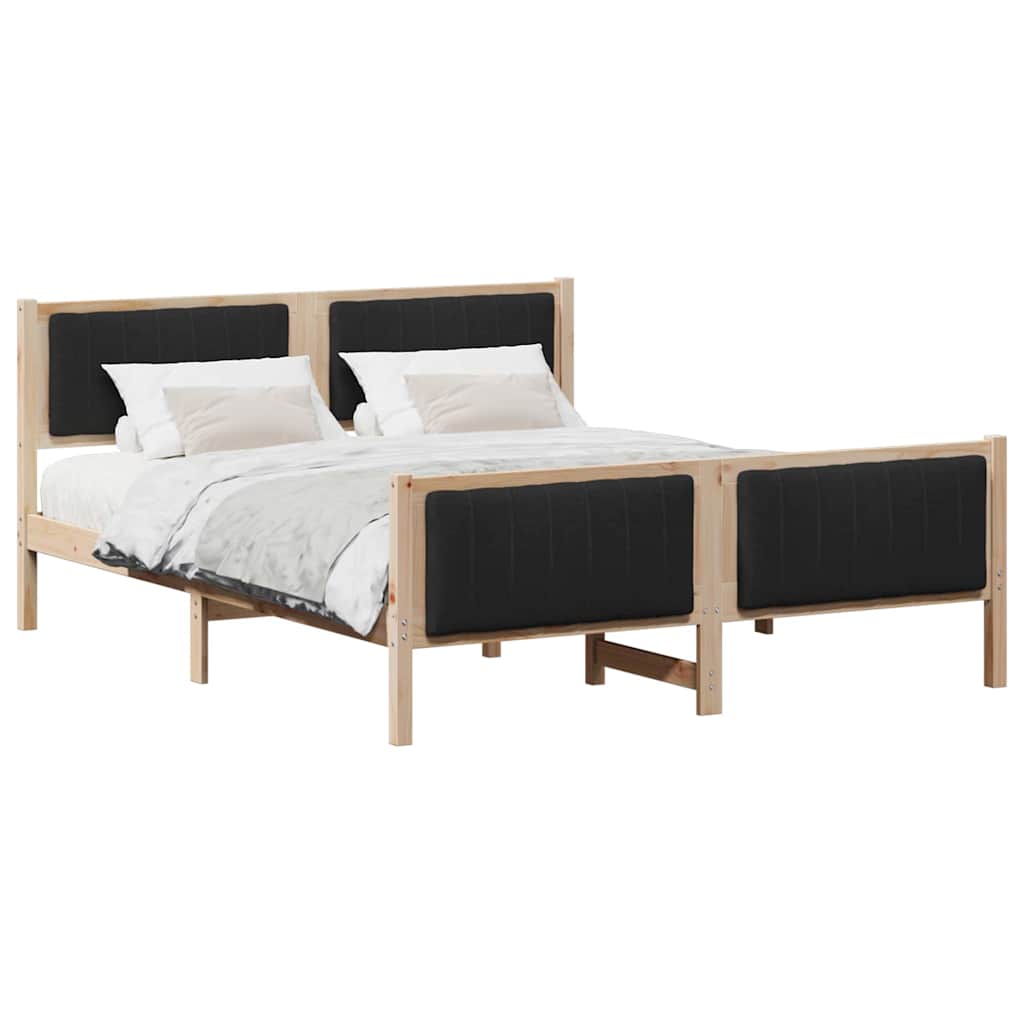 vidaXL Rama łóżka brązowo-czarny 160 x 200 cm Lite drewno sosnowe