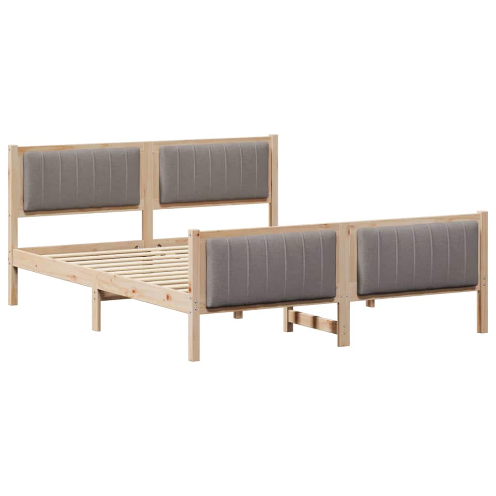 vidaXL Rama łóżka Brązowy i taupe 160 x 200 cm Lite drewno sosnowe