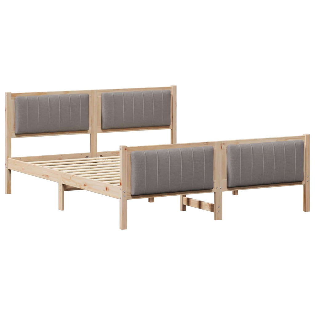 vidaXL Rama łóżka Brązowy i taupe 160 x 200 cm Lite drewno sosnowe