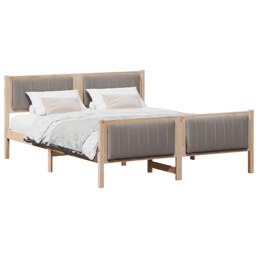 vidaXL Rama łóżka Brązowy i taupe 160 x 200 cm Lite drewno sosnowe