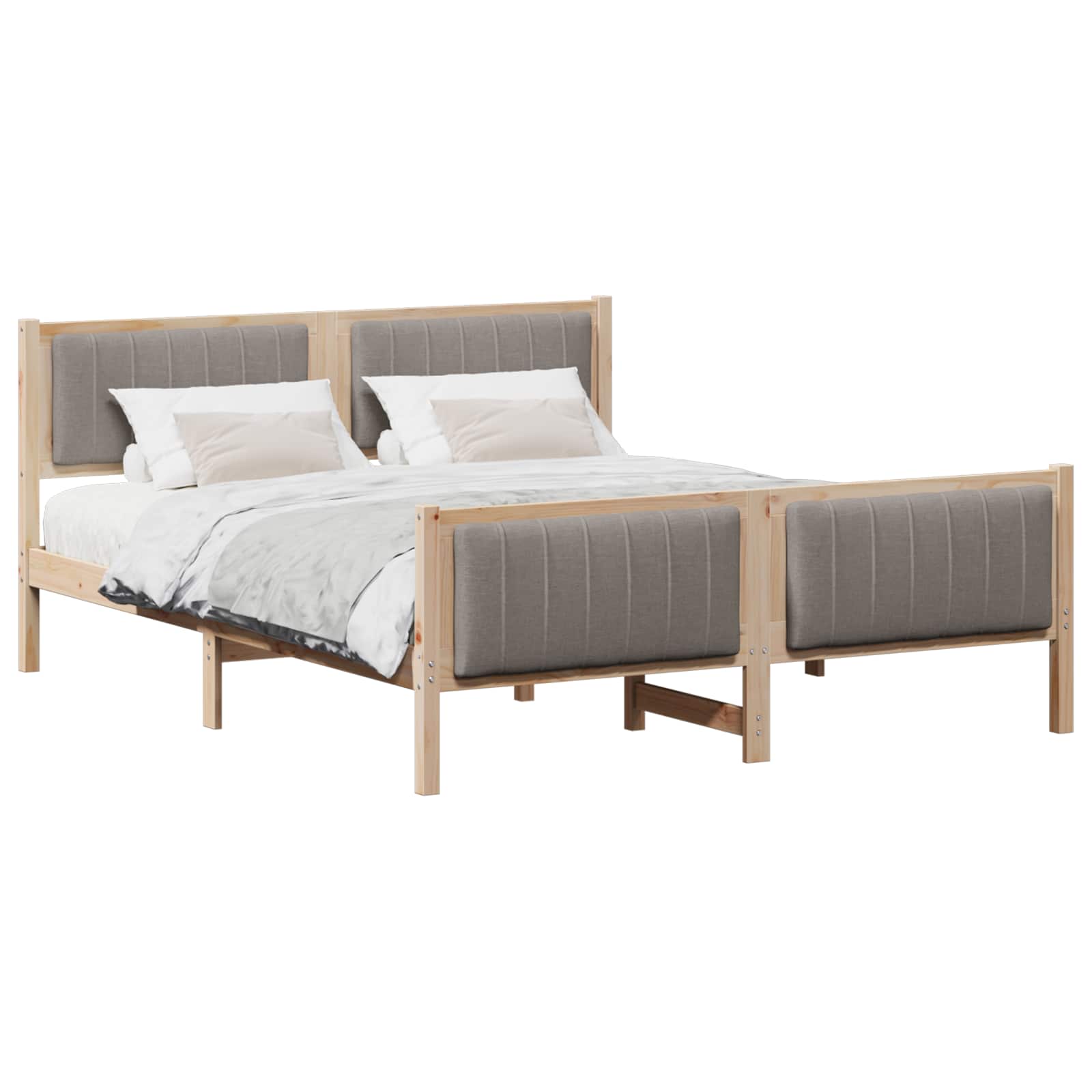 vidaXL Rama łóżka Brązowy i taupe 160 x 200 cm Lite drewno sosnowe
